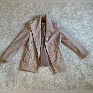 Women's Tan Double-Breasted Pea Coat